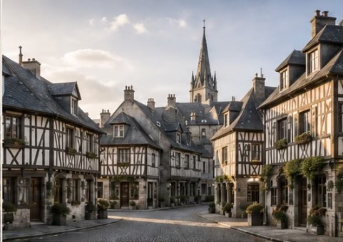 Village normand à colombages